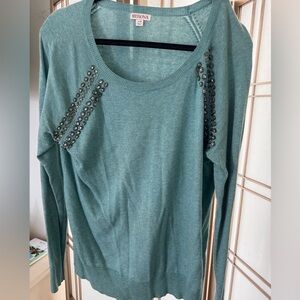 Merona Gray Green Studded Long Sleeve sweater